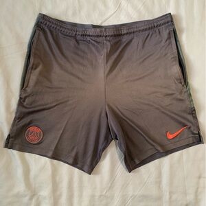 Dri-Fit Nike Paris Charcoal Gray Red Athletic Soccer Training M Shorts